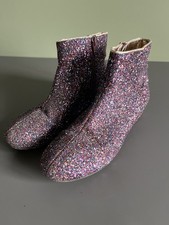 M&S Kids Sparkly Glitter Purple Party Ankle Boots zip up size 5