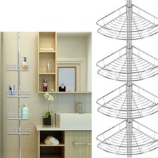 Bathroom Corner Shelf Telescopic Shower Caddy Floor Ceiling 4 Trays Storage UK