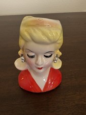 Vintage Lady Head Vase Blonde
