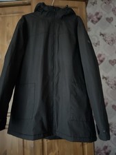 LADIES BLACK HYDROFORT REGATTA WATERPROOF JACKET . LINIED HOOD .SIZE 22