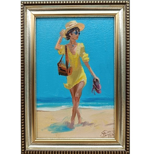 Beach girl original oil - girl,