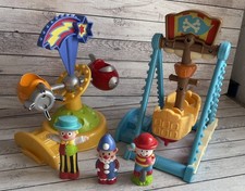 ELC Happyland Funfair  Rocket Ride and swing boat inc 3 clown Figures