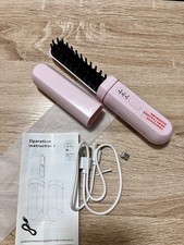 Portable travel wireless straightening comb hair straightener