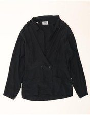 ELLE Womens Double Breasted Shirt Blouse UK 14 Large Black DC13