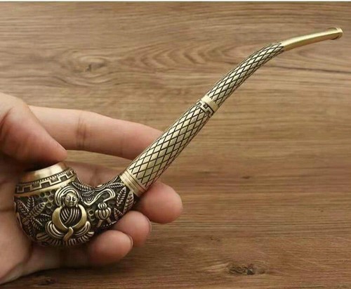 Buddha leaf pipe - solid, brass