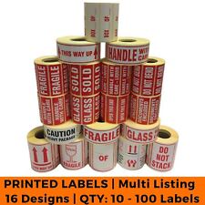Postage Stickers - Small QTY 10 - 100 Labels - Fragile, Glass, Bend - 19 Designs