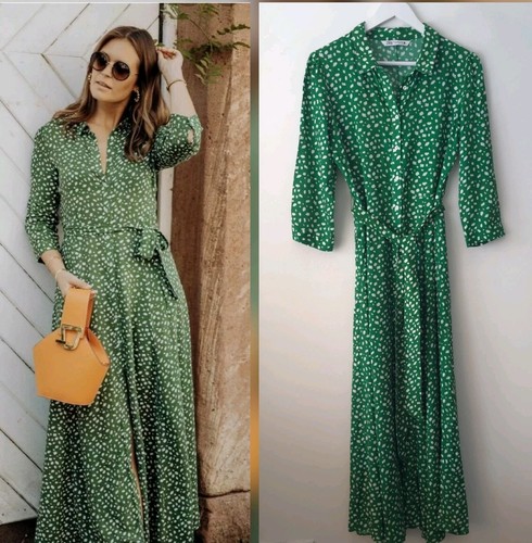 Zara green spot summer dress - green,