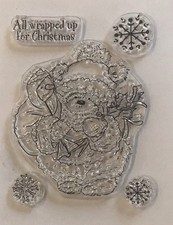 Christmas Popcorn Bear sack presents snowflakes all wrapped up clear stamp set