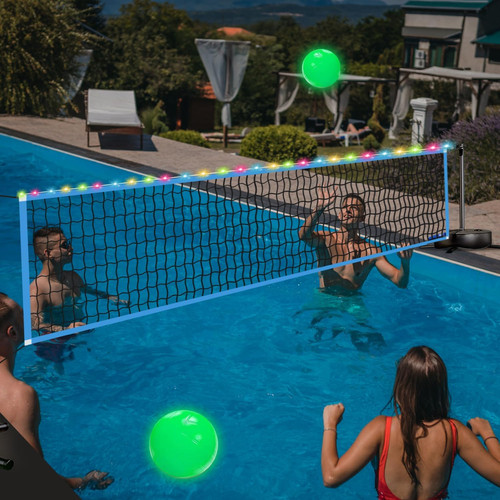 Led pool volleyball net set - pool,