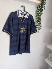 blue retro Scotland Football Shirt 1998 Score Draw   Adult M .New Without Tags.