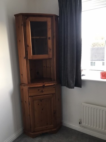 Pine corner display cabinet - pine,