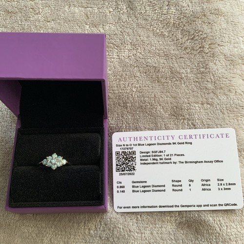 Yellow gold blue diamond ring - gold,