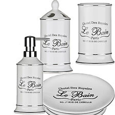 New Bathroom Accessories Set Stoneware Le Bain White