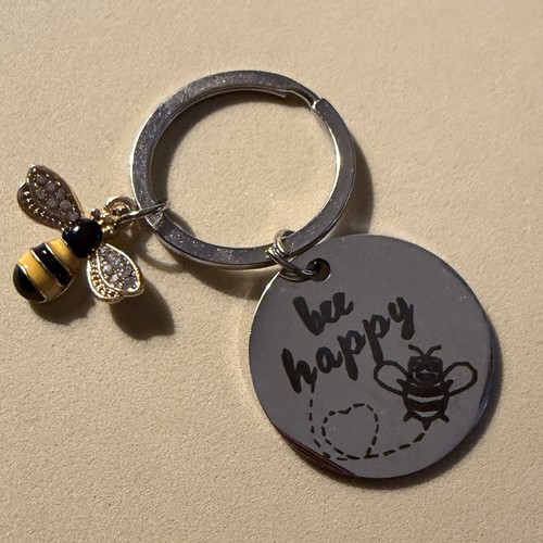 Cute bee happy keychain - cute,