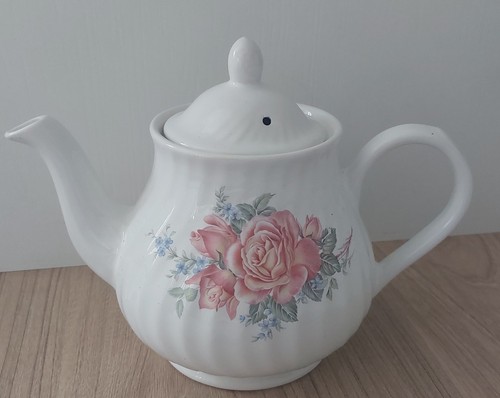 Floral china teapot - china,