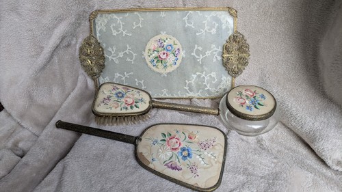 Edwardian embroidered vanity - edwardian,