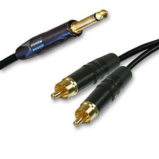 Neutrik Mono Jack Split into 2 Dual RCA Phono Cable. Splitter Summing Lead 3m+