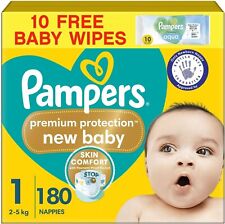 Pampers Premium Protection New Baby Size 1, 180 Nappies, 2kg-5kg, Monthly Pack +