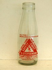 milk bottle : lovely rare Stephenson of Leeds dairy pint