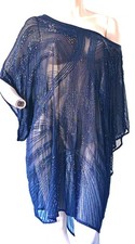 Ann Harvey Blue sheer sequinned Evening Sequin top/dress Size UK 28 pull over