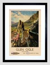 TRAVEL GLEN OGLE HIGHLAND PERTHSHIRE SCOTLAND RAILWAY FRAMED ART PRINT B12X10236