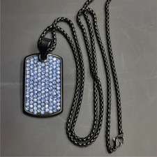 Bling Blue Gem Dog Tag Pendant
