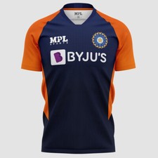 MPL India Cricket Training Jersey Shirt 2022, Navy/Orange, BCCI Official