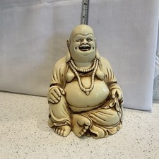 Fabulous Vintage Cream Colour Resin Buddha 16 Cms High