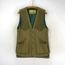 Bob Parratt Tweed Shooting Vest Mens Small Green Wool Sporting Gilet Waistcoat