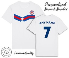 England Strip T-Shirt 2024 Personalised Name & No Adult Kids Baby, Football Euro