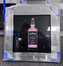 Pink  Lady's Jack Daniels Whiskey Wall Art in a Mirror Frame 55cm x 55cm