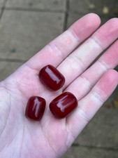 Vintage Phenolic Cherry Amber Bakelite Bead Necklace Faturan 10.8 Gram Marbled