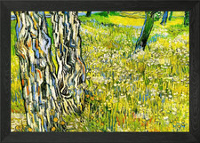 Tree Trunks and Flowers Framed Wall Art Poster Canvas Print Picture