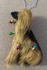 GOLD AFGHAN HOUND with CHRISTMAS LIGHTS - Part needle felted DOG