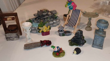 Garden Dolls House Furniture 1:12 scale birdbaths, wishing well, ornaments pond
