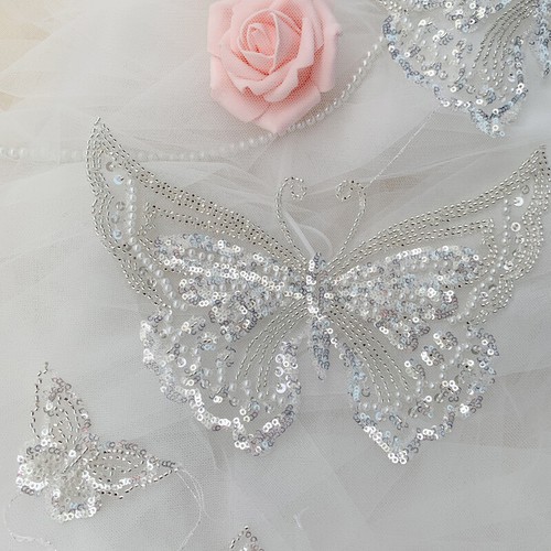 Beaded butterfly trim bridal - beaded,
