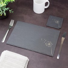 Heart dandelion slate placemat - dandelion,