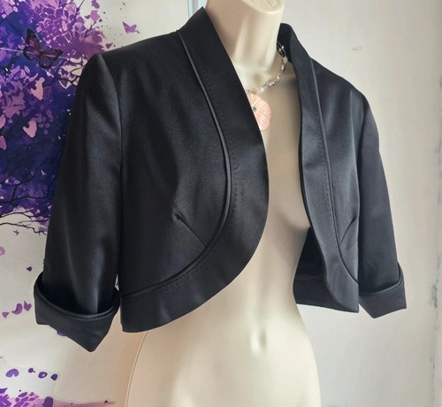Black satin bolero shrug - black,