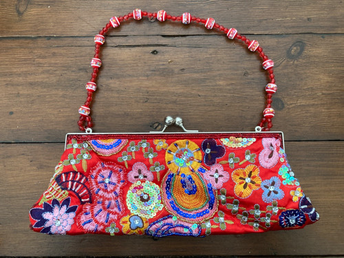Embroidered bag beaded - embroidered,