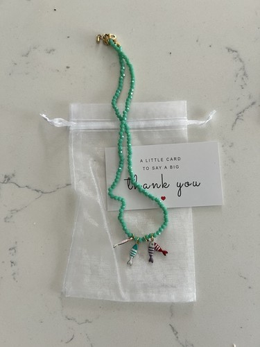 Green stone beaded necklace - green,
