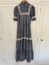 Vintage 1970s Laura Ashley Floral Lace Prairie Dress