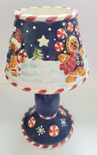 Vintage Laurie Korsgaden GINGERBREAD Water Color Yankee Candle Jar Shade &Holder