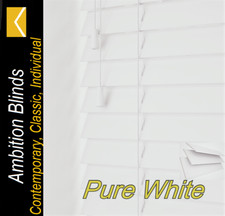 WHITE WOOD WOODEN VENETIAN BLINDS  REAL WOOD  MADE TO MEASURE 