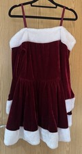 Ann Summers Dark Red Fancy Dress Xmas Sexy Miss Santa Bardot Dress & Hat sz 8-10