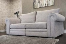 Premier Collection Titan  Stone Grey Fabric Grand 3 Seat *Split-link* Sofa