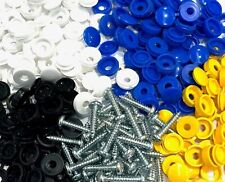 NUMBER PLATE FITTING KIT SCREWS & CAPS BLACK BLUE WHITE YELLOW MUTI LISTING