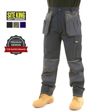 Mens Heavy Duty Knee Pad Pockets Combat Work Trousers - SITE KING HOLSTER POCKET