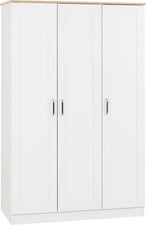 3 Door White Oak Wardrobe with