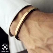 Men Women Bracelet Cuff Open Bangle Silver Gold Black Adjustable Stainless Steel