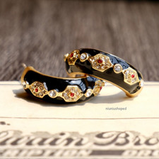 Vintage Art Design Gutta Metal Plated 18K Gold 925 Silver Needle Earrings Gift